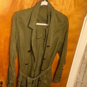 Free People Army Green Trench Coat